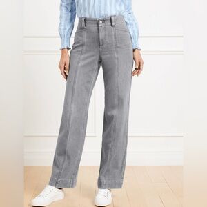 Talbots Women's 8P Classic Jean Trousers Sterling Gray Wash Wide Leg Mid Rise